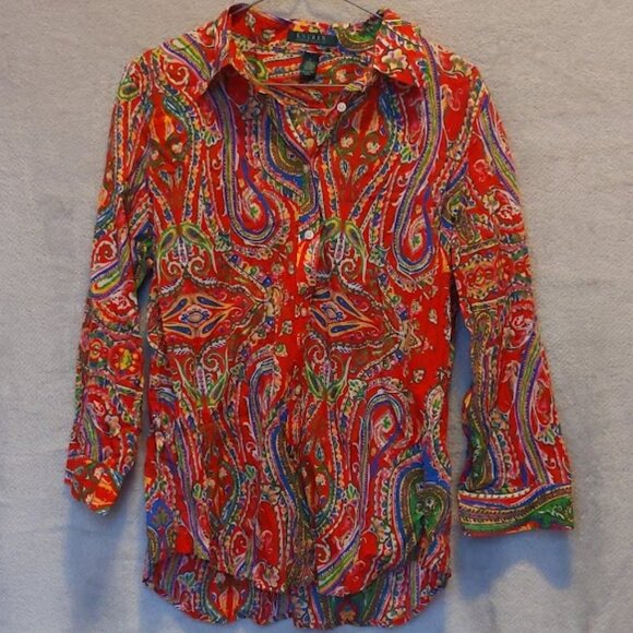 Ralph Lauren Multi-colour Floral 100% Cotton Blouse - Picture 1 of 4